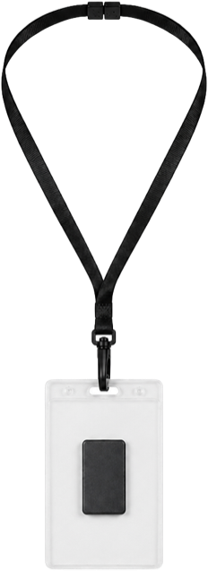 Evential smart badge on a lanyard nameplate